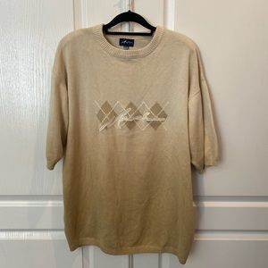 Vintage Meoshe Ombré Argyle Weave Embroidered Crew Neck Sweater
